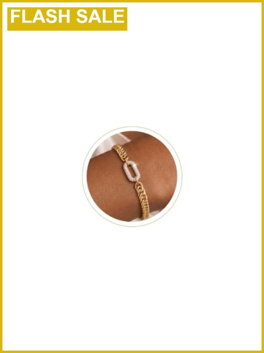 14K Gold Plated Chunky Cuban Link Bracelet with CZ Charm Adjustable